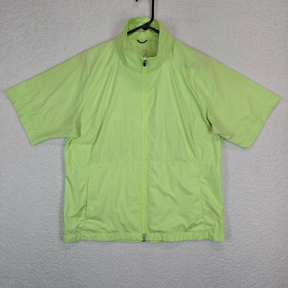 Zero Restriction Womens XL Short Sleeve Windbreaker Jacket Lime Green Golf Sport